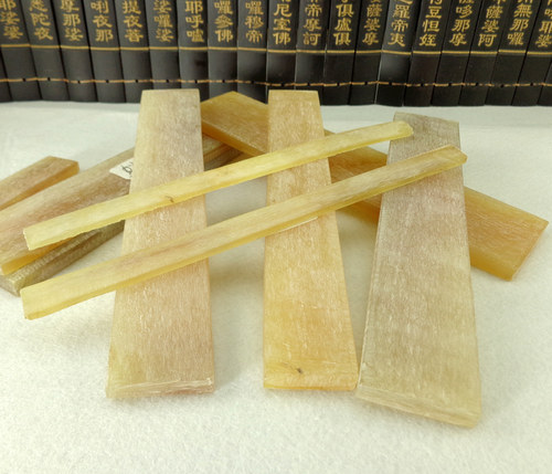 浅黄色通透牦牛厚片文玩diy刀柄