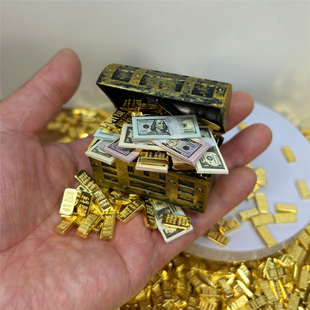迷你金条宝箱塑料玩具 Dollhouse微缩金币金砖海盗宝藏过家家道具