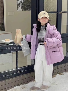 大E小e2023冬季新品女童加厚连帽90白鸭绒羽绒服韩版洋气百搭外套