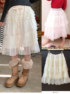 亲子母女装女童网纱半身裙2026春季新款洋气小女孩蛋糕裙公主裙