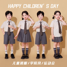 儿童六一演出服夏季幼儿园女童衬衫百褶裙夏装套装男童礼服西装