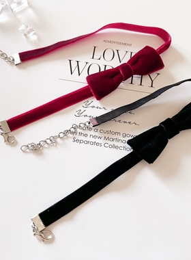 Yolo星球丝绒质感公主项链性感优雅宫廷锁骨链choker复古蝴蝶结