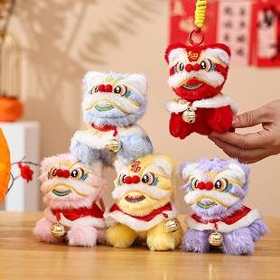 2026马年礼物新年装饰品挂件春节过年毛绒醒狮儿童书包钥匙扣挂饰