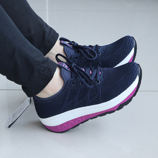 正品凡得夏季网布透气增高5厘米女鞋厚底鞋休闲运动鞋坡跟摇摇鞋