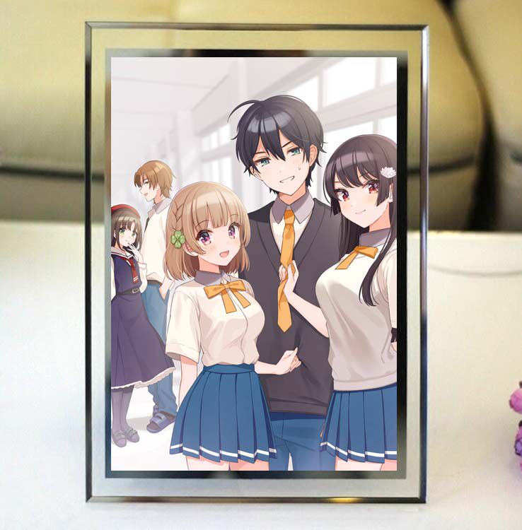 青梅竹马绝对不会输的恋爱喜剧志田黑羽可知白草水晶相框玻璃照片