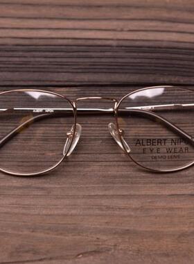 albert nipon包邮复古vintage古董平光面金属框架眼镜男女hayj669