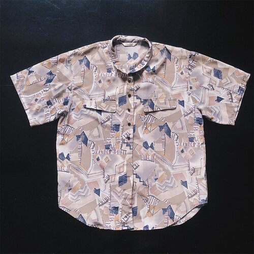 vintage夏威夷美式文艺油画衬衫