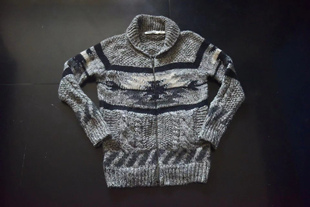 法国i.m美式 cowichan复古雪柄印第安navajo鹰鹿羊毛衣bbxb6744