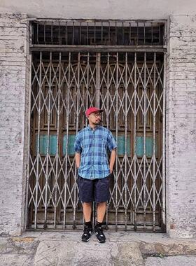 包邮vintage古着孤品印度产r小玛美式复古格子cityboy衬衫jac1147