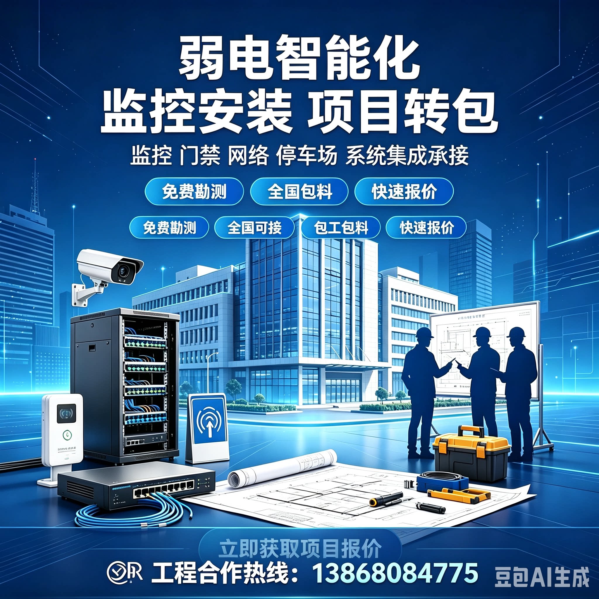 同城杭州监控安装上门远程维修高清摄像头无线排屋监控网络布线