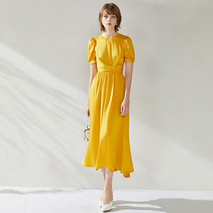 2025夏新款重磅真丝欧洲站高档中长裙桑蚕丝欧美大牌时尚连衣裙女