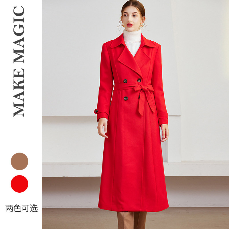 断码清仓款拓美秋冬高级感新娘敬酒服新年本命红色意式全毛大衣女