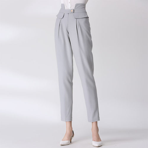 高腰腰封设计西装显瘦长裤