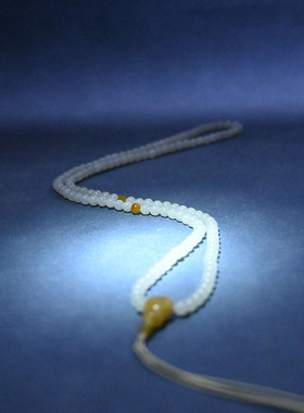 白玉籽料圆珠子108项链多圈手链