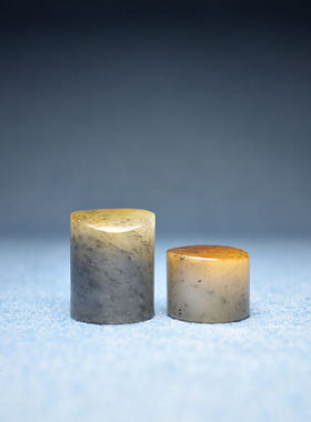 黄皮点墨青花籽料勒子桶珠配珠