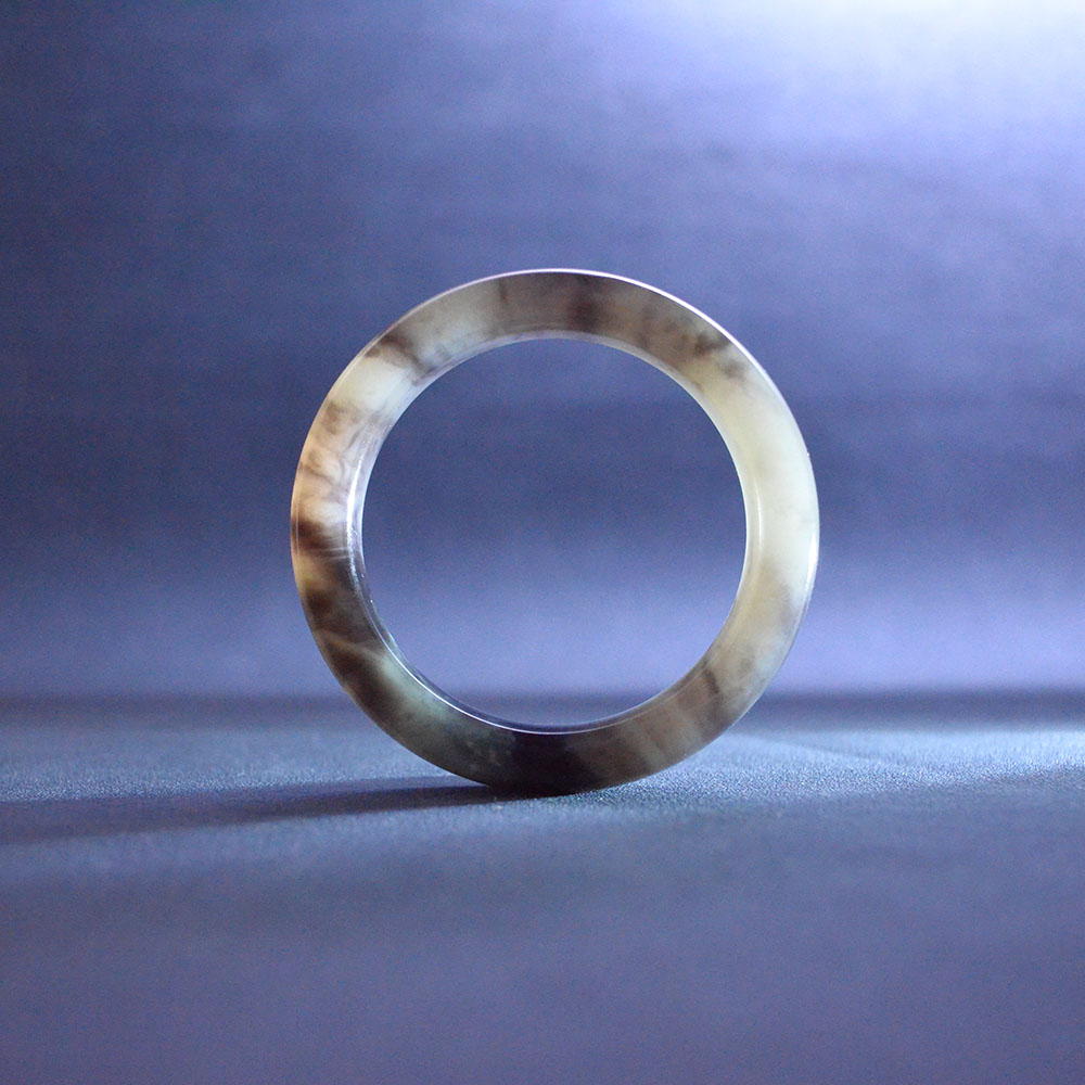 内径54和田玉翠青烟紫手镯子玉镯