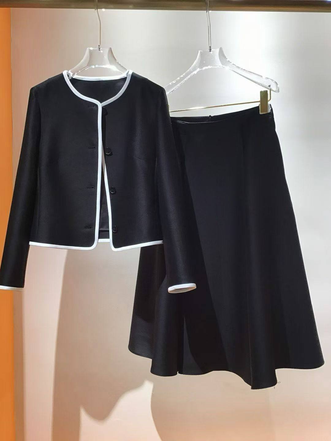 【OGARMA】重磅丝羊毛拼接白色桑蚕丝小香风外套A字摆半身裙套装,女装/女士精品,短外套,淘宝优惠券,粉丝福利购,淘宝优惠卷