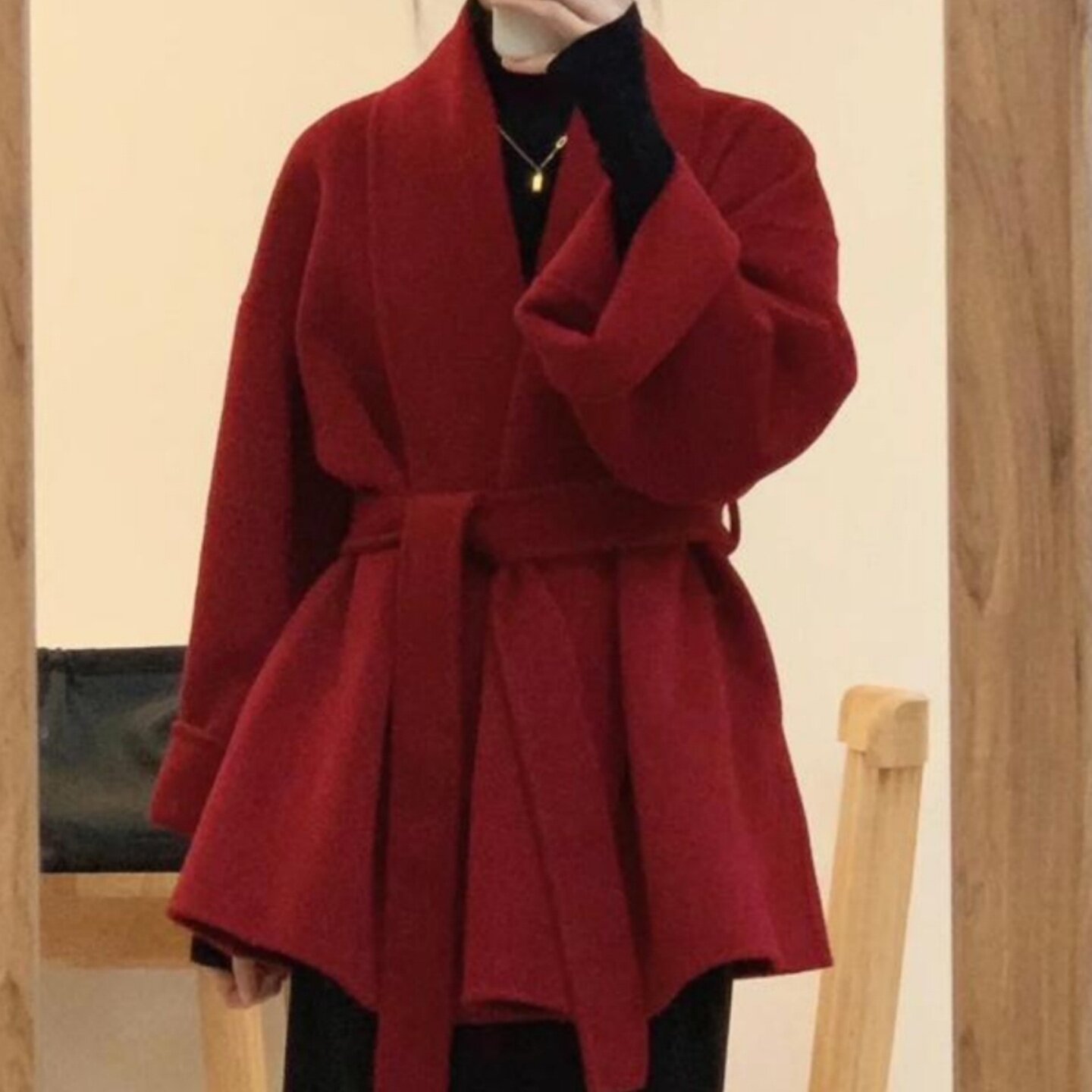 气质双面羊绒大衣女短款高级感秋冬季小个子毛呢外套高腰显瘦