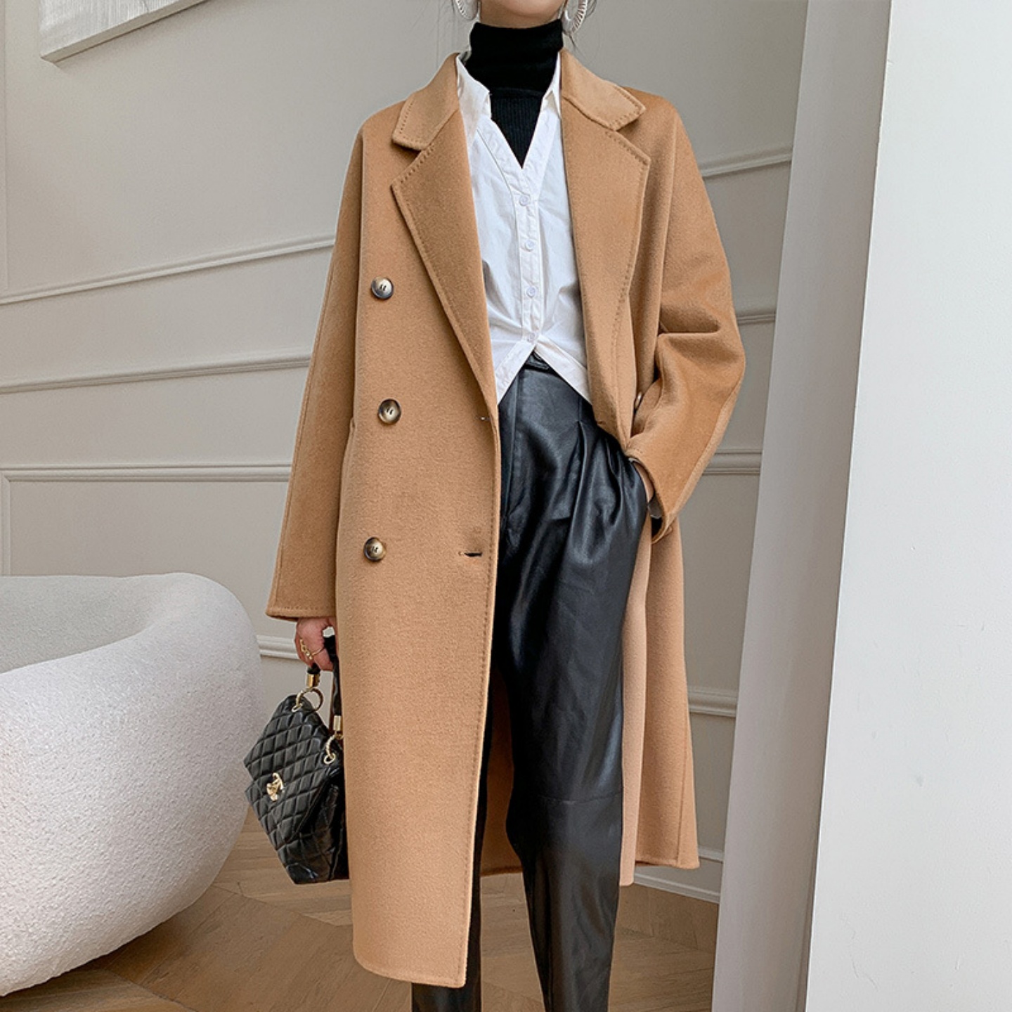 羊毛大衣女名媛风中长款秋冬外套