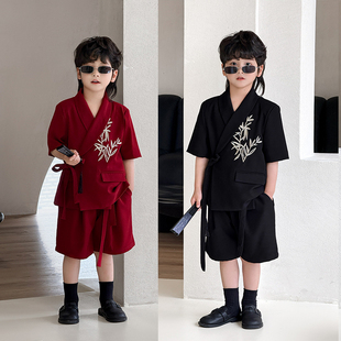 男童西服套装新中式夏季2025新款周岁儿童唐装国风男孩主持人服装