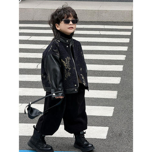 男童外套加绒休闲夹克上衣冬加厚