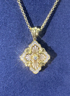 新款中号意大利歌剧Opera系列宫廷轻奢项链拉丝锁骨链四叶草珐琅