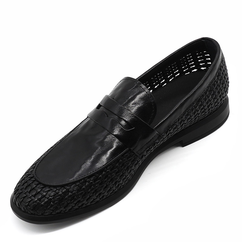 凉鞋镂空英伦潮流时尚乐福鞋2025春夏季新款真皮韩版编织凉鞋男鞋