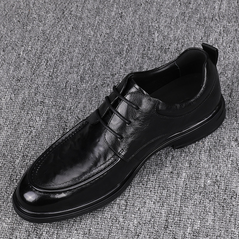 纯牛皮男鞋春季2025新款透气系带男士皮鞋真皮百搭商务正装男皮鞋