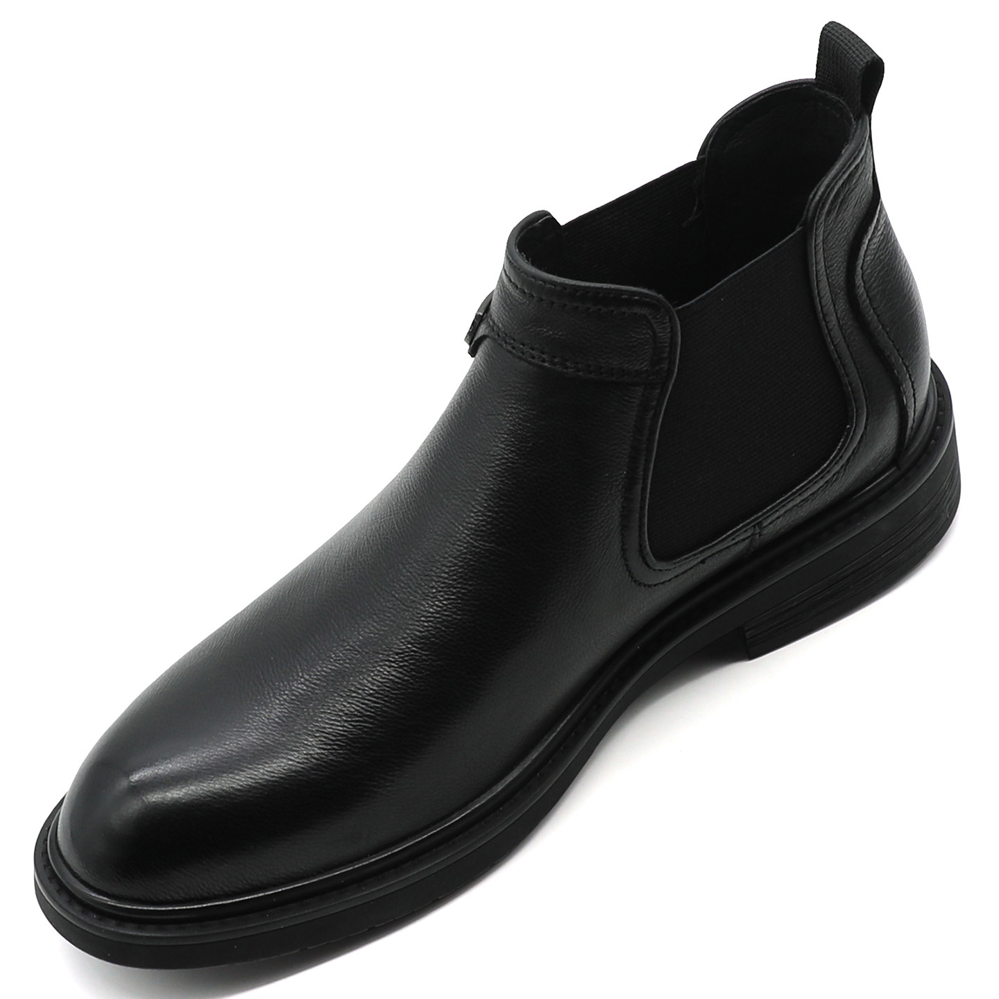 切尔西男靴2025冬季新款真皮高帮保暖鞋厚底中帮皮鞋一脚蹬马丁靴