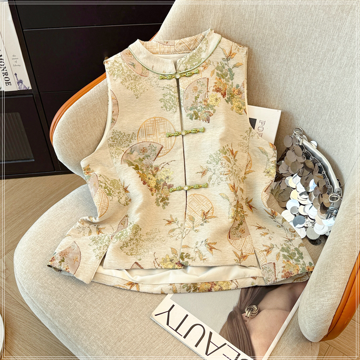 盘扣国潮民族风旗袍款上衣马甲