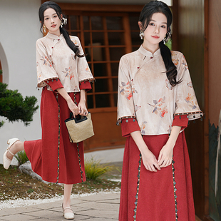 少女旗袍上衣秋冬复古国风改良汉服新中式 盘扣小个子短外套 套唐装