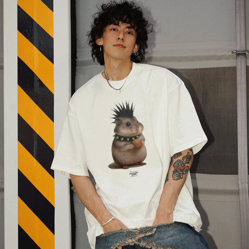 男女短袖t恤美式赛博土拨鼠印花