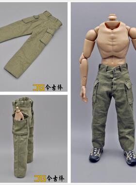 威龙DML1/6兵人模型二战现代美军德军盟军军绿色裤子休闲裤特价