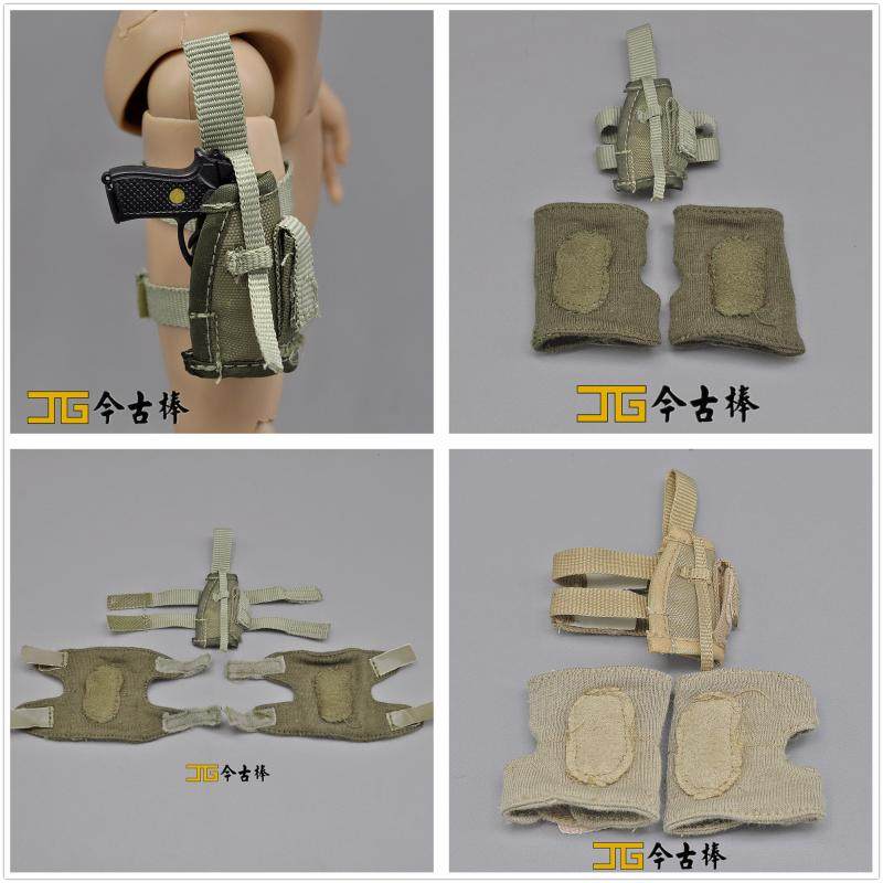 威龙DML1:6兵人现代美军特种部队黑色/沙漠/丛林绑腿枪套/护膝