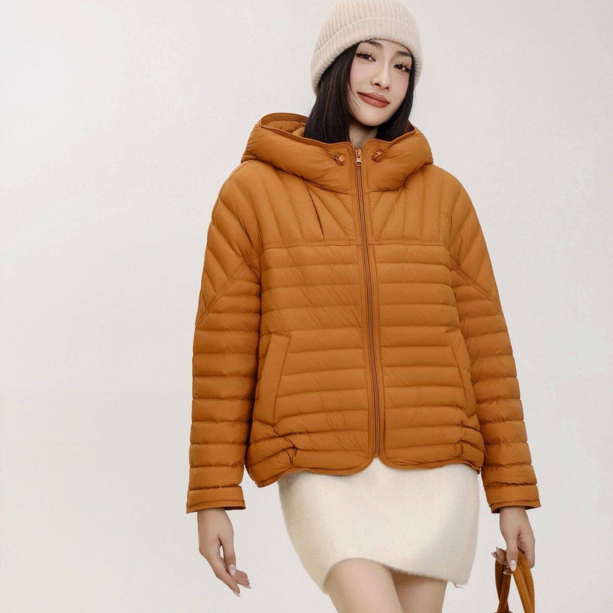 韩版洋气糖果色排骨羽绒服女2026秋冬新款90白鸭绒轻薄连帽外套