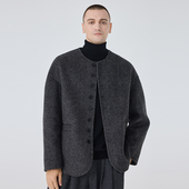 双面呢羊毛夹克男士 外套男 呢子短款 羊毛韩版 潮手工大衣加厚秋冬季