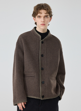 新中式复古立领羊毛呢大衣男冬季宽松单排扣中国风羊毛中长款外套