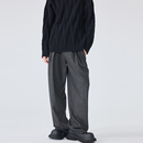 裤 秋冬休闲长裤 灰色轻奢羊毛呢子阔腿西装 宽松直筒西裤 子男潮 男士