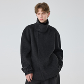 拼接宽松潮流羊毛呢子男士 秋冬季 双面羊毛大衣男中长款 夹克外套