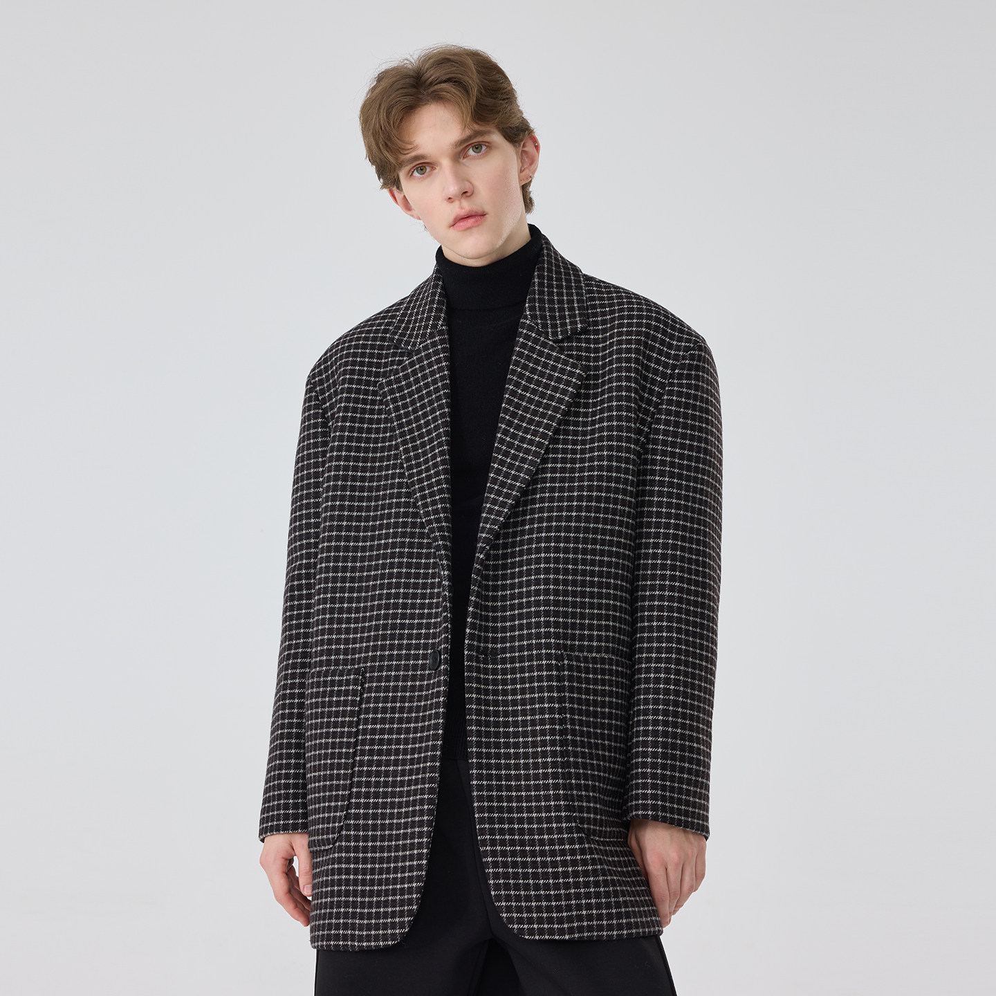 冬季短款毛呢西装男士宽松复古羊毛休闲风衣粗花呢格子西服外套潮,男装,毛呢大衣,淘宝优惠券,粉丝福利购,淘宝优惠卷