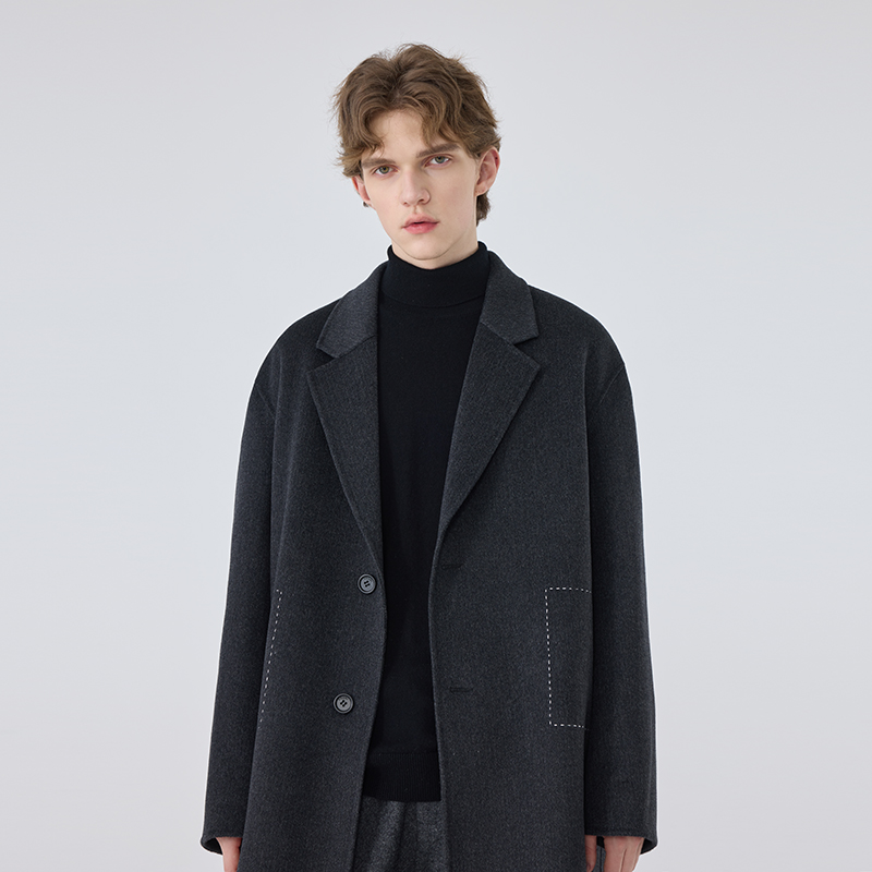 原创设计男士休闲简约中长款大衣