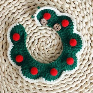 猫咪项圈新年围脖手工毛线泰迪猫犬宠物脖子饰品狗狗围巾48小时发