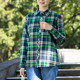富木春秋格子绒布长袖 SW1C210R3 纯棉衬衣休闲上衣女装 衬衫 妈妈装