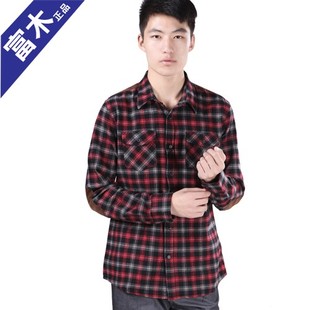 男装 百搭上衣XF 休闲格子衬衫 衬衣男式 全棉三色长袖 富木新款