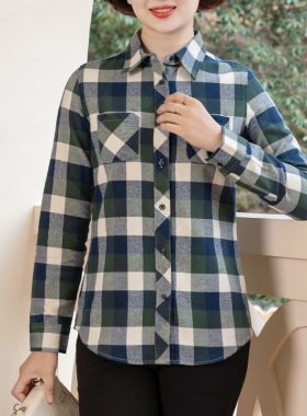富木新款绒布格子长袖衬衫纯棉女士上衣春装今年流行爆款HCS-24TN
