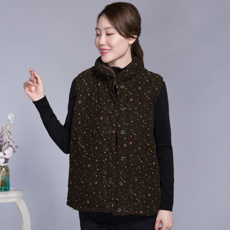 富木女士马夹全棉灯芯绒保暖