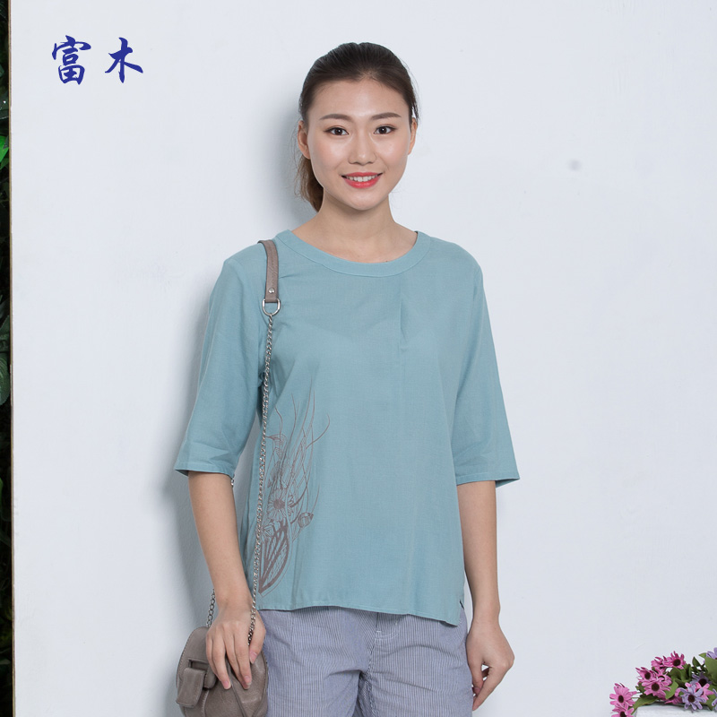 富木套头T恤上衣妈妈装