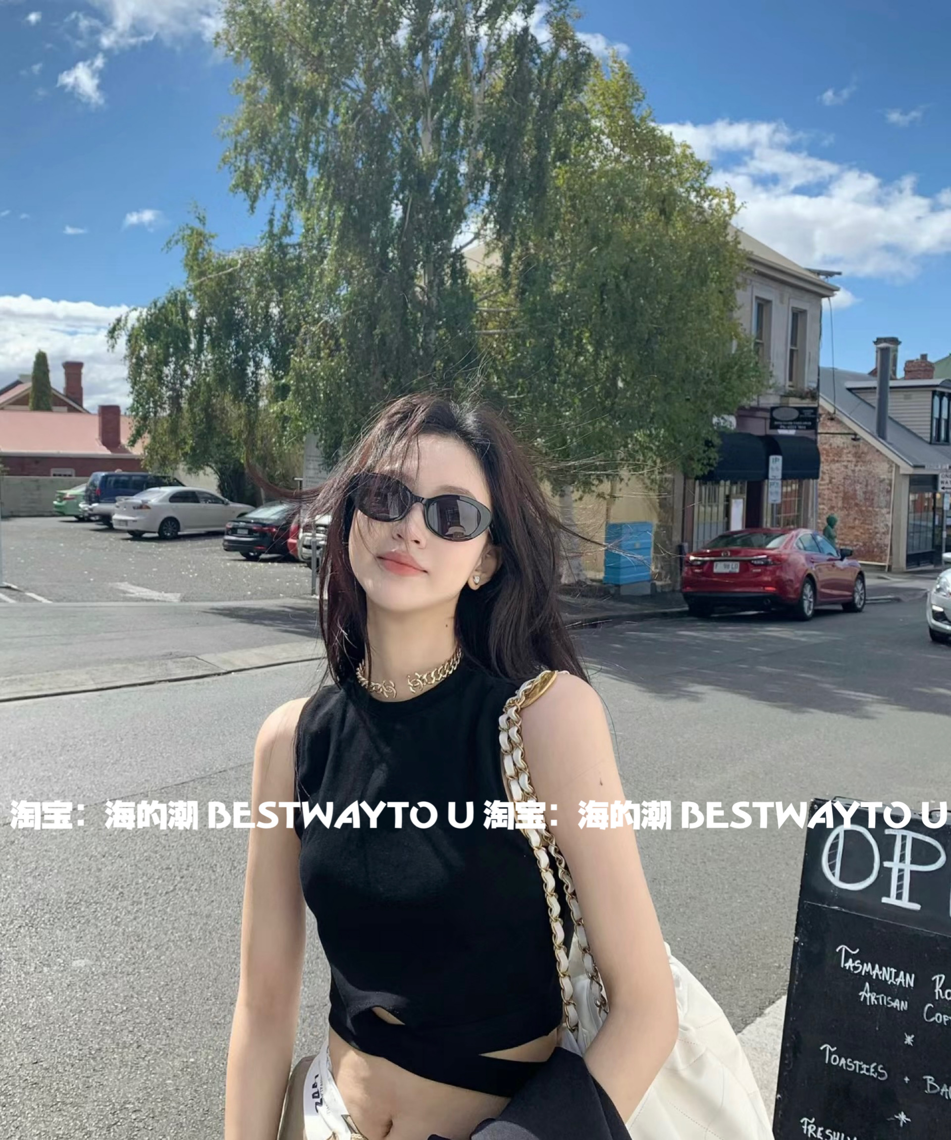 海的潮 鸡蛋仔墨镜 板材框Newjeans同款椭圆窄框猫眼尼龙太阳镜