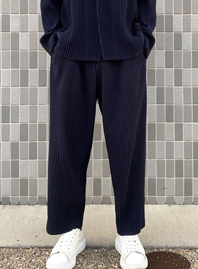 三宅一生HOMME PLISSE JF150褶皱经典款百搭休闲直通松紧腰长裤子