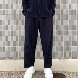 百搭休闲直通松紧腰长裤 三宅一生HOMME 款 JF150褶皱经典 子 PLISSE